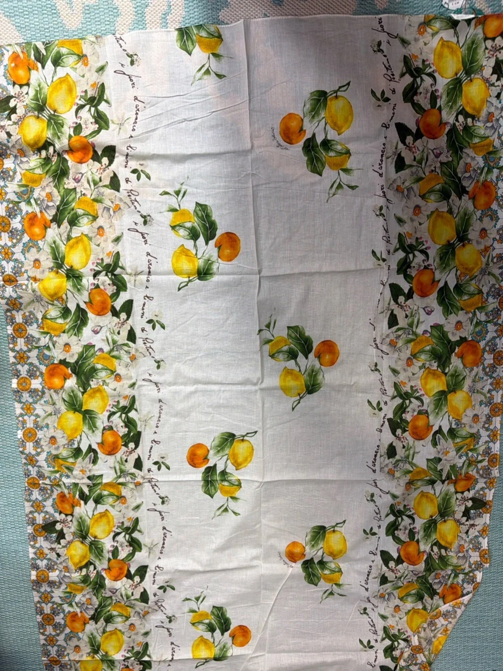 Antica Sartoria 2026 Lemon & Orange Print Scarf - White